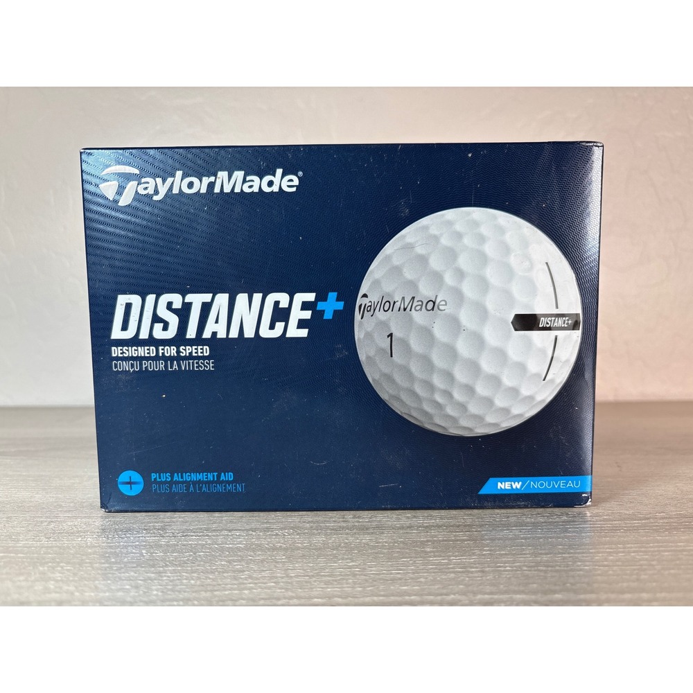 TaylorMade‎ Distance+ White Golf Balls 12 Count REACT Speed Core Plus Alignment